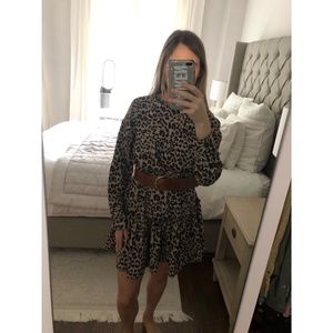 ASOS Leopard Print Dropped Waist Ruffled Dress